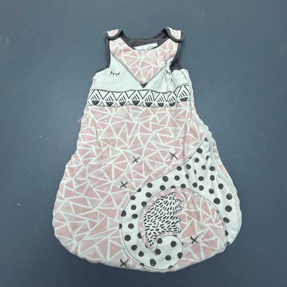 First Wish One Piece Baby Girl 0-6 Months Pink Geometric Cotton Sleepwear